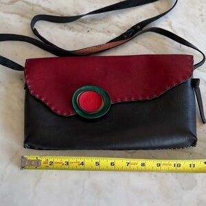 Elegant Red and Black Leather Clutch